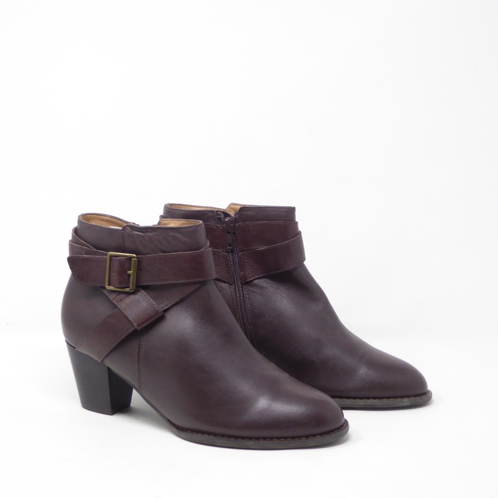 Vionic Womens Boots Brown Trinity Leather Buckle Ankle Booties 8.5